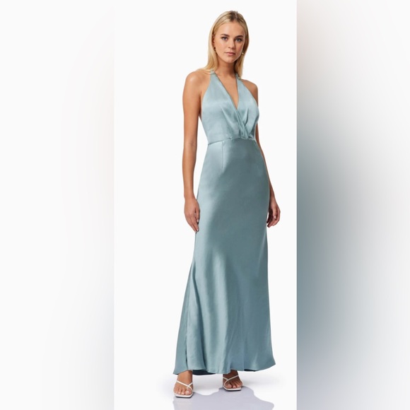 NWT ELLIATT Aria Backless Satin Maxi Dress In Blue size Small - Picture 5 of 9